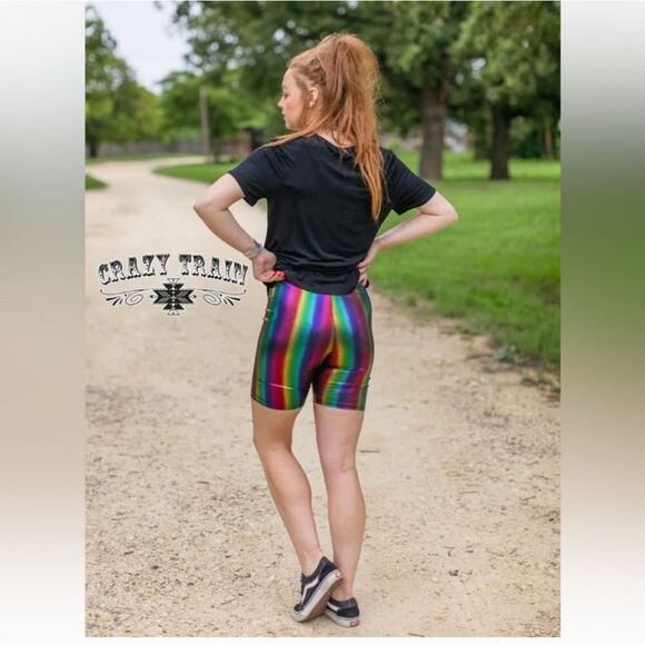 Crazy Train Rainbow Shimmer Shorts - Picture 1 of 9